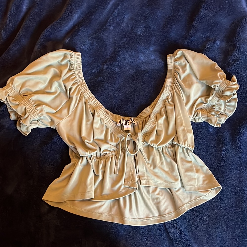 Tie front olive green crop top
